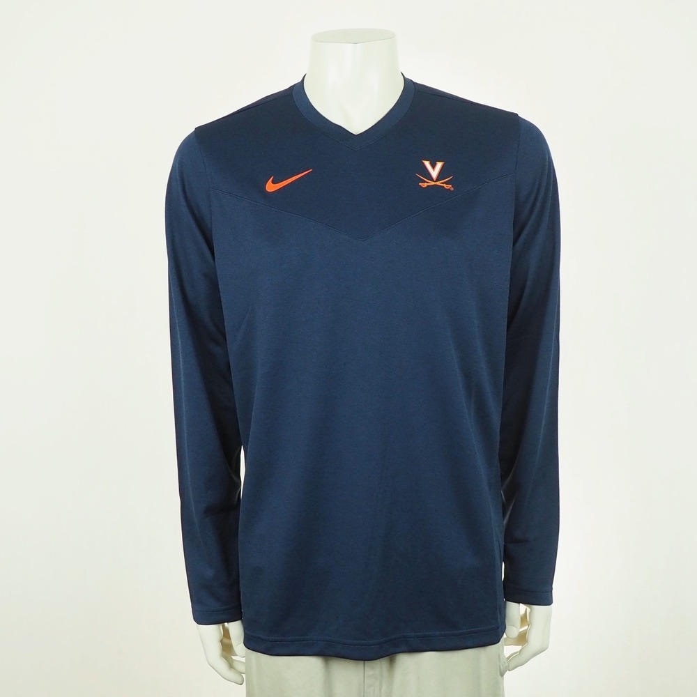 New Nike Team Virginia Cavaliers V-Neck Pullover Tee Shirt Mens Large Navy Blue
